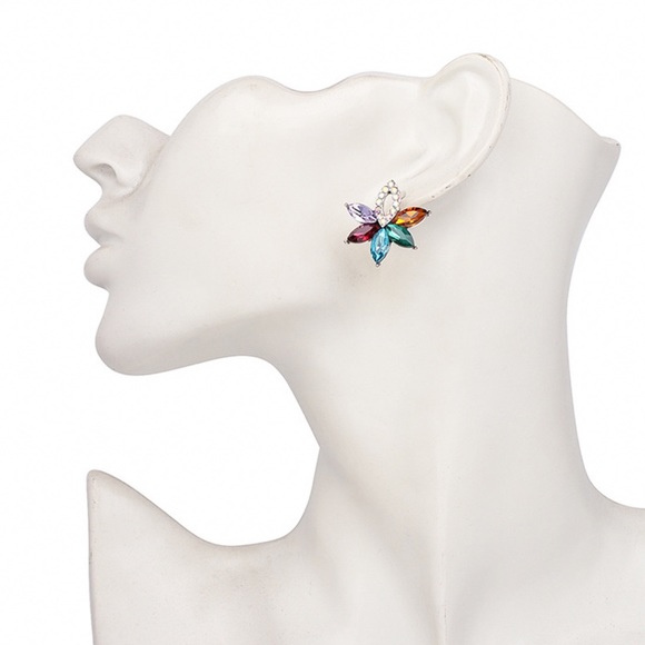 Any 2/$20!Multi-color Crystal Flower Stud Earrings - Picture 3 of 6